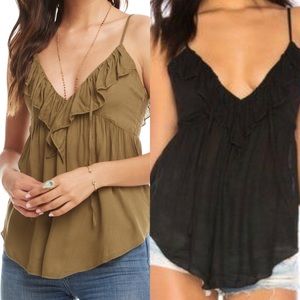 TWO Chaser heirloom gauze camis small cami tank ruffle